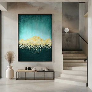 Tablou înramat „Golden Dawn Teal” de Alyson Storms