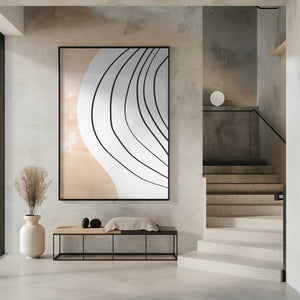 Tablou înramat „Beige Black Line Art” de Melloi Art Prints