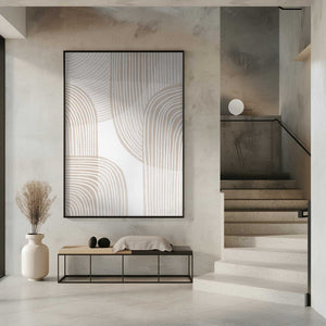 Tablou înramat „Abstract Beige Line Art” de Melloi Art Prints