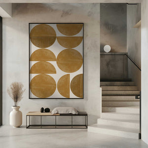 Tablou înramat „Golden Geometric Rhythm” de THE MIUUS STUDIO