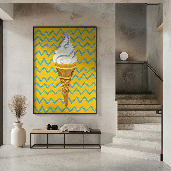 Tablou înramat „Ice Cream Yellow Zigzag” de Alice Straker