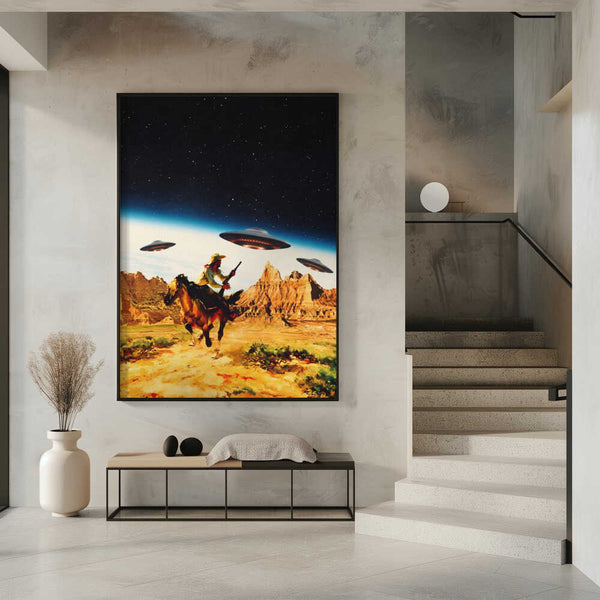 Tablou înramat „UFO Space Chase” de Taudalpoi