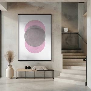 Tablou înramat „Gray Pink Circles” de Louise van Terheijden
