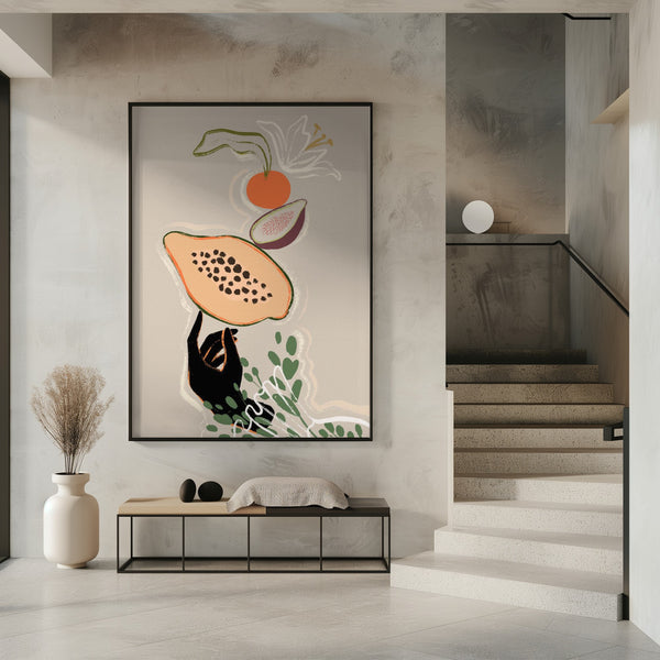 Tablou înramat „Balancing Fruits” de Arty Guava