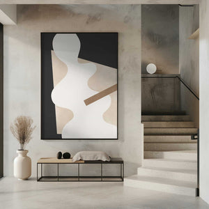 Tablou înramat „Beige Graphic Curves Art” de Elena Ristova