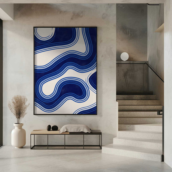 Tablou înramat „Blue Wave Patterns” de Elena Ristova