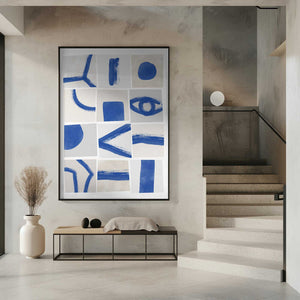 Tablou înramat „Minimalist Blue Brushstrokes” de Elena Ristova
