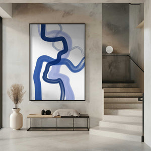 Tablou înramat „Fluid Blue Brushstrokes” de Elena Ristova