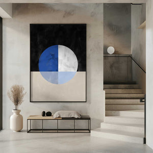 Tablou înramat „Isected Circle with Blue and White Quadrants” de Elena Ristova