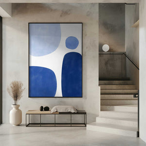 Tablou înramat „Blue Geometric Flow” de Elena Ristova