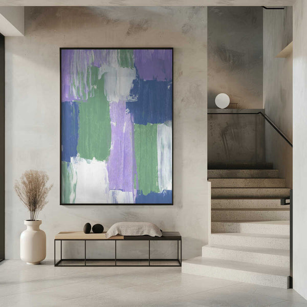Tablou înramat „Bold Brushstrokes in Lavender Green and Blue Hues” de uplusmestudio