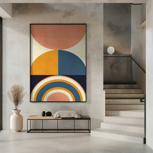 Tablou înramat „Rainbow Plus Shapes  Blue Mustard10” de Ana Rut Bre