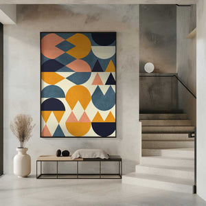 Tablou înramat „Rainbow Plus Shapes  Blue Mustard6” de Ana Rut Bre