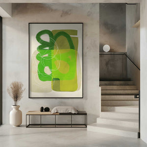 Tablou înramat „Painted Lines Green Tan 4 Kopie” de Ana Rut Bre
