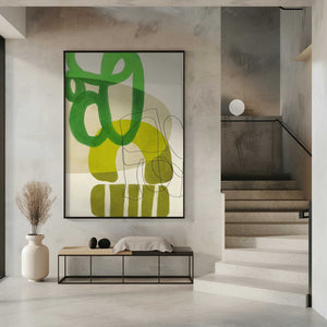 Tablou înramat „Painted Lines Green Tan 2 Kopie” de Ana Rut Bre
