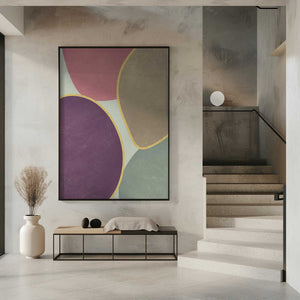 Tablou înramat „Abstract Circles With Gold 4” de Bilge Paksoylu