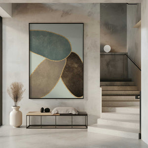 Tablou înramat „Abstract Circles With Gold 3” de Bilge Paksoylu