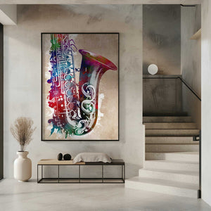 Tablou înramat „Saxophone music art” de Justyna Jaszke