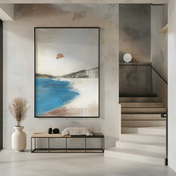 Tablou înramat „Landscape Painting with a Serene Beach” de Little Dean