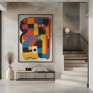 Tablou înramat „Bauhaus Abstract Color Block” de Little Dean