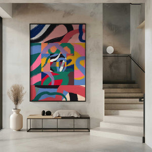 Tablou înramat „Colorful Line Ribbon Abstract” de Little Dean