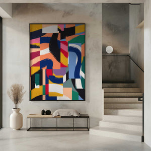 Tablou înramat „Shapes with Dynamic Brushstrokes” de Little Dean