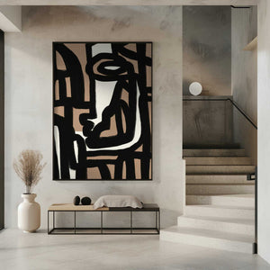 Tablou înramat „Geometric Shapes Against A Tan And White Background” de Little Dean