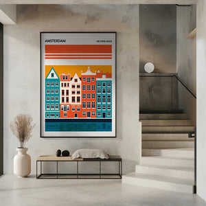 Tablou înramat „Amsterdam Travel Poster” de Retrodrome