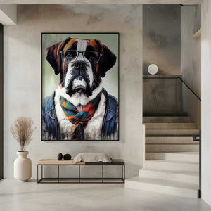 Tablou înramat „Hipster dog animal art” de Justyna Jaszke