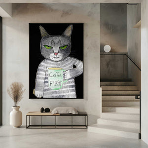 Tablou înramat „Coffee Cat” de Sharyn Bursic