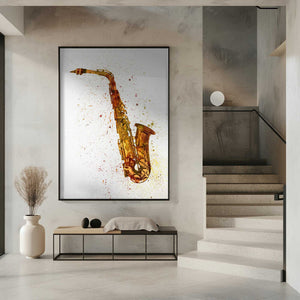 Tablou înramat „Saxophone Abstract Watercolor” de Michael Tompsett