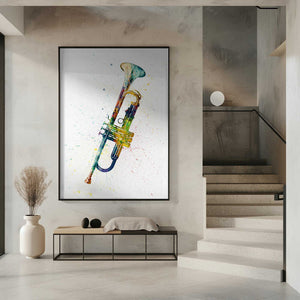 Tablou înramat „Trumpet Abstract Watercolor” de Michael Tompsett
