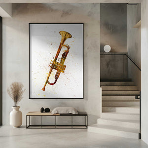 Tablou înramat „Trumpet Abstract Watercolor” de Michael Tompsett