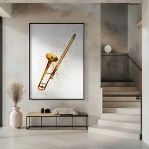 Tablou înramat „Trombone Abstract Watercolor” de Michael Tompsett