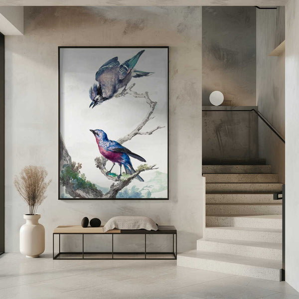 Tablou înramat „Two Birds  a Blue Jay and a Purple Breasted Cotinga” de Aert Schouman