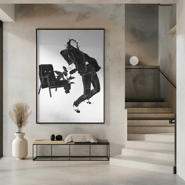 Tablou înramat „Jlr Dancingathome6 Blackandwhite Copy” de Jenny Liz Rome