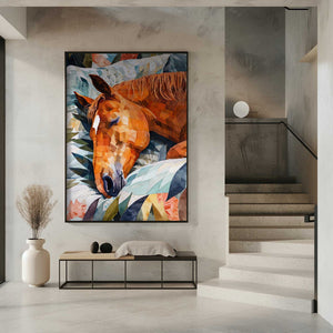 Tablou înramat „Animal Watercolor Art Horse Sleeping” de Justyna Jaszke