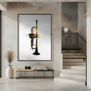 Tablou înramat „Black and Gold Music Art Trumpet” de Justyna Jaszke