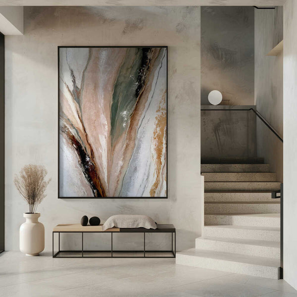 Tablou înramat „Flowing Patterns In Earth Tones And Green Hues” de Alpenglow Workshop