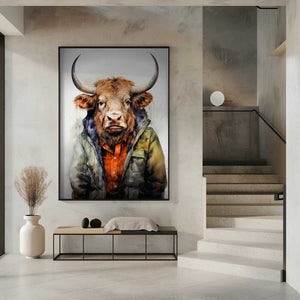 Tablou înramat „Buffalo Watercolor Animal Art (1)” de Justyna Jaszke