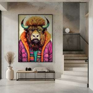 Tablou înramat „Buffalo Watercolor Animal Art (2)” de Justyna Jaszke
