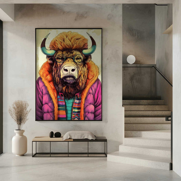 Tablou înramat „Buffalo Watercolor Animal Art (2)” de Justyna Jaszke