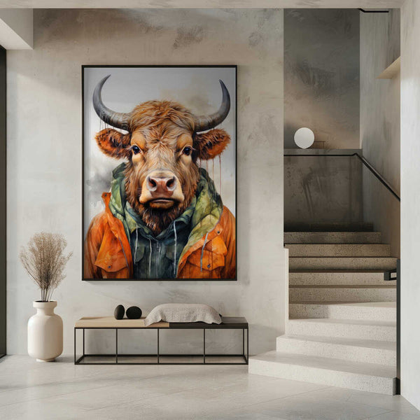 Tablou înramat „Buffalo Watercolor Animal Art (3)” de Justyna Jaszke