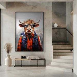 Tablou înramat „Buffalo Watercolor Animal Art (4)” de Justyna Jaszke