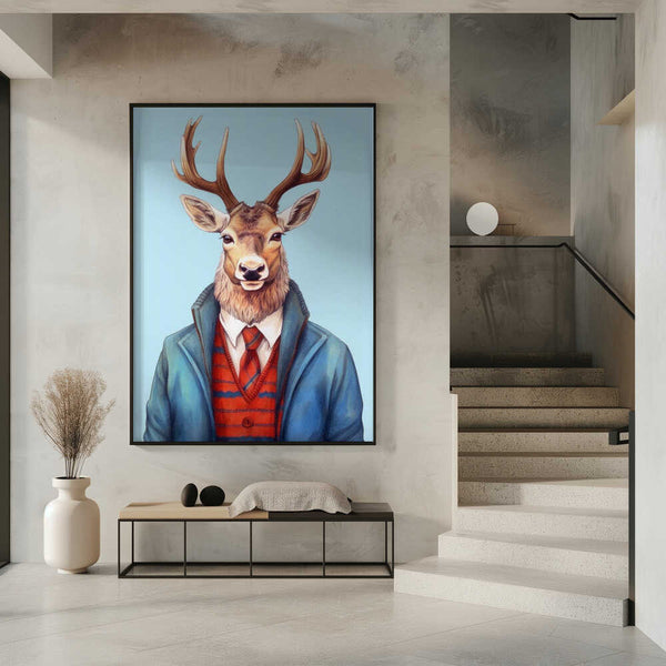 Tablou înramat „Caribou Watercolor Animal Art” de Justyna Jaszke