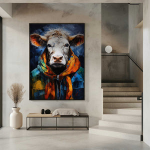 Tablou înramat „Cow Watercolor Animal Art” de Justyna Jaszke
