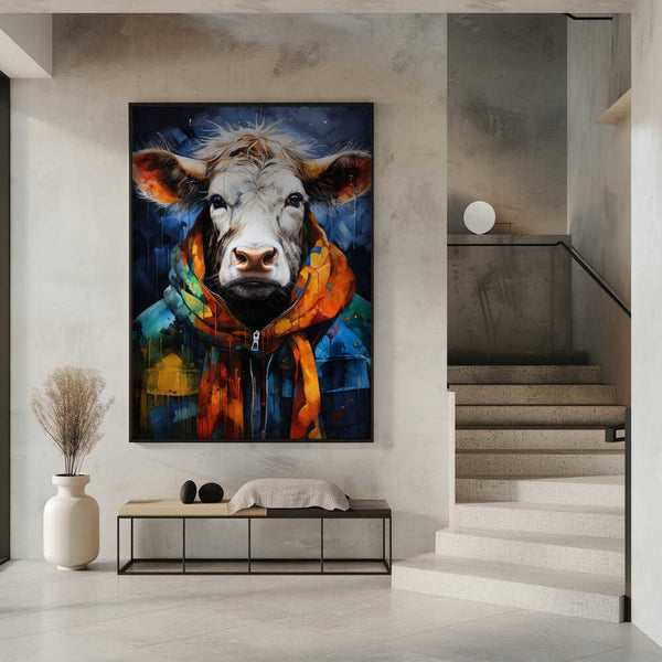 Tablou înramat „Cow Watercolor Animal Art” de Justyna Jaszke