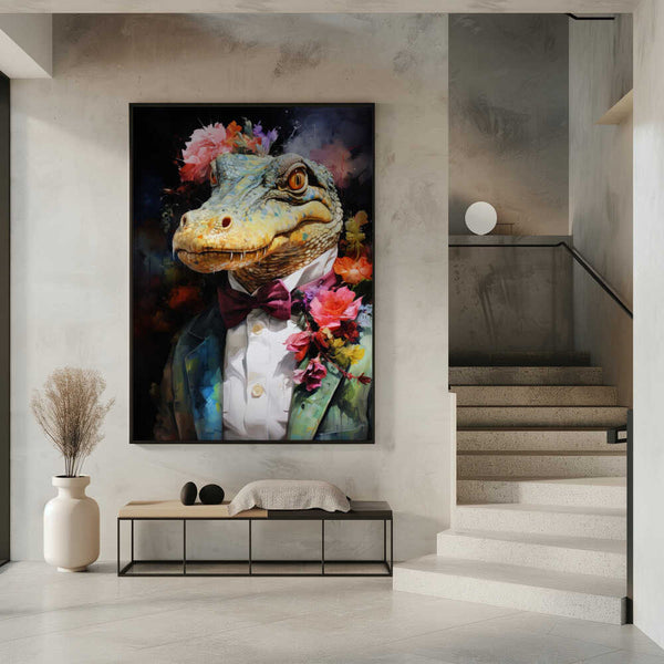 Tablou înramat „Crocodile Watercolor Animal Art” de Justyna Jaszke