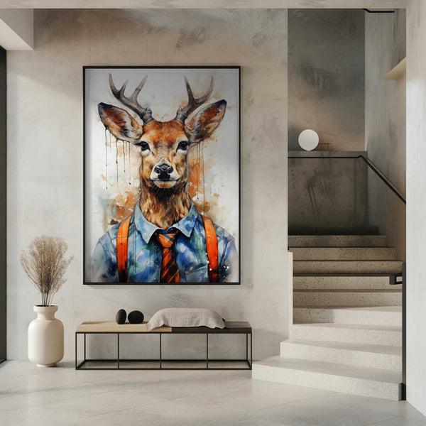 Tablou înramat „Deer Watercolor Animal Art (1)” de Justyna Jaszke