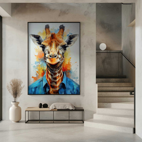 Tablou înramat „Giraffe Watercolor Animal Art (1)” de Justyna Jaszke